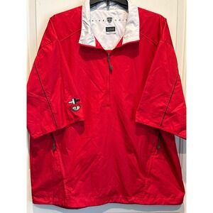Nike Golf Clima-FIT Mens Red Short Sleeve Windbreaker Pullover FCA Logo Large